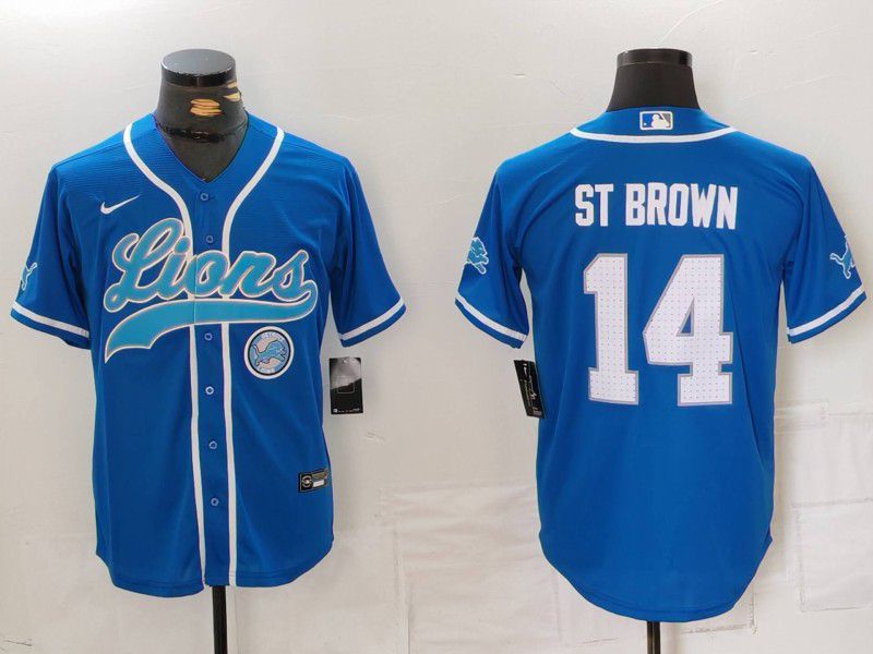 Men Detroit Lions #14 ST Brown Blue Second generation joint name 2024 Nike Limited NFL Jersey style 8151